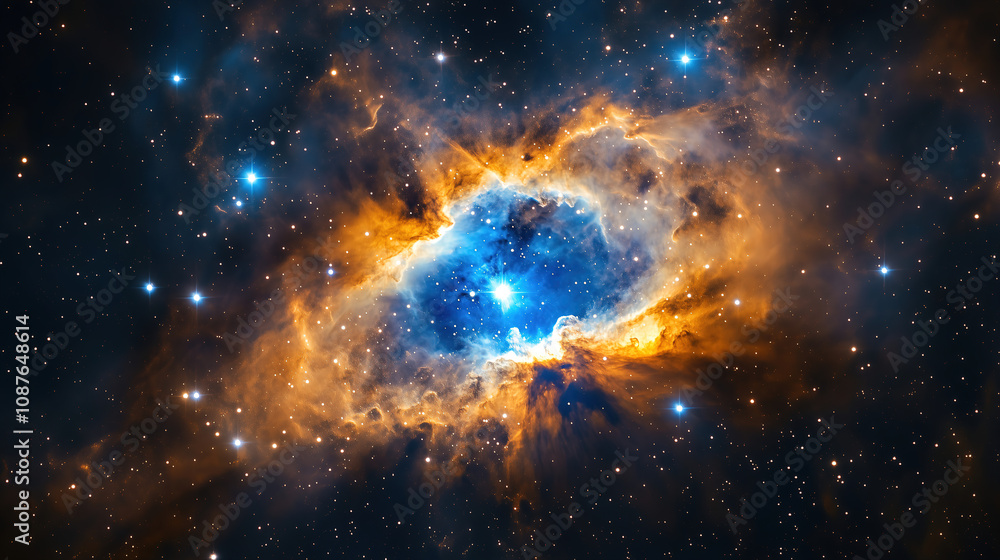 Poster stunning view of a nebula filled with vibrant colors and sparkling stars in the depths of outer spac