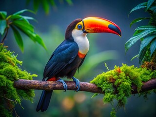 Naklejka premium Nocturnal toucan perched on a Pantanal branch, Brazil.