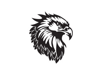 Eagle head silhouette vector illustration, head stylized logo
