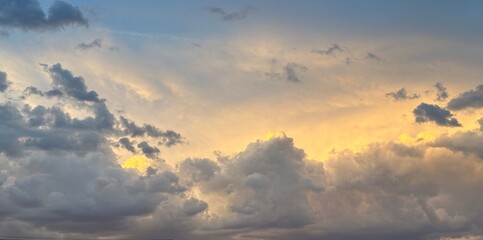 Heavenly Sky with Sunlight Breaking Through the Clouds