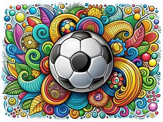 Soccer Ball Doodle Illustration - Creative Design with Copy Space