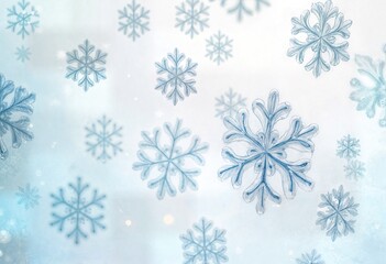 White snowflakes on a white background.