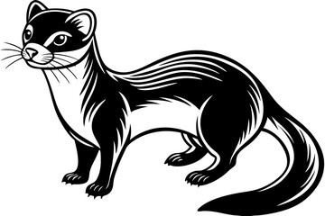 Minimalist Line Silhouette Drawing of a Weasel Simple and Elegant Artwork