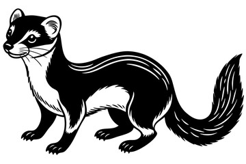 Minimalist Line Silhouette Drawing of a Weasel Simple and Elegant Artwork