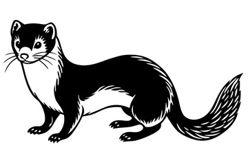 Minimalist Line Silhouette Drawing of a Weasel Simple and Elegant Artwork