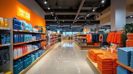 A bright shopping aisle showcases diverse clothing and accessories inviting customers to explore the organized displays