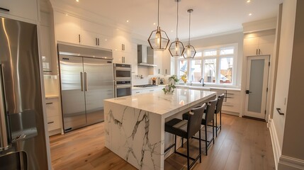 modern kitchen interior with lighting 