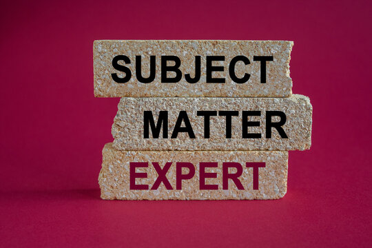 Subject matter expert symbol. Concept words Subject matter expert on brick blocks on a beautiful red background. Business, SME, subject matter expert concept.