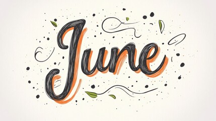 Hand-Lettered June with Orange and Green Accents