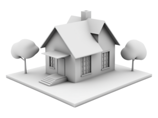 Monochrome house skyline against transparent background