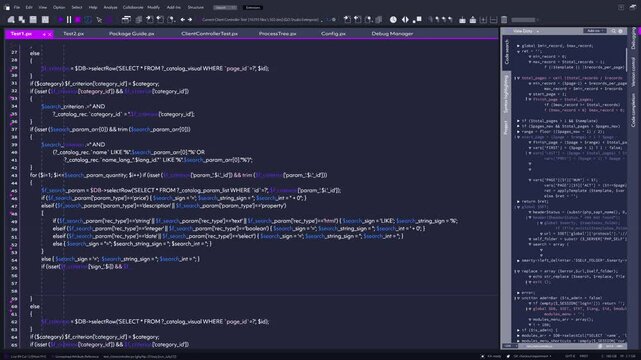 Ide Coding Session, Real-time Programming With a Dark-themed Interface. Code Execution and Debugging Across Multiple Frames, Software Development Processes and Techniques.