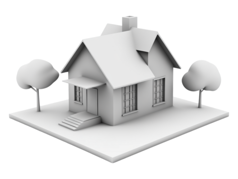 Monochrome house skyline against transparent background