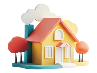 Origami house against transparent background