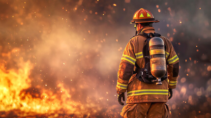 Firefighters battling a massive blaze in the forest.	