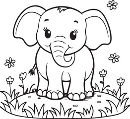 cartoon animal elephant vecto