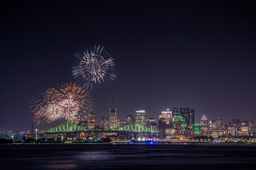 Fototapeta premium fireworks over the Montreal city