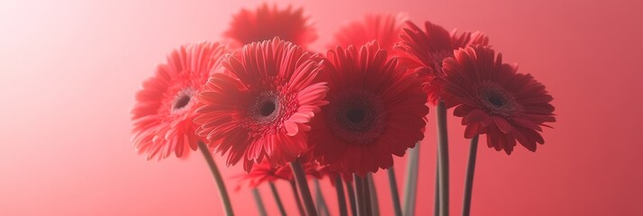 Vibrant Red Gerber Daisy Bouquet - Stunning red gerbera daisies, vibrant colors, soft light, floral beauty, nature's elegance.