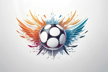 A dynamic sports logo featuring a football with fiery wings, radiating energy, passion, and movement.