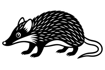 Minimalist Line Silhouette Drawing of a Tenrec Simple and Elegant Animal Art
