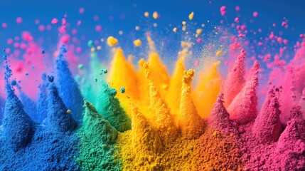 A vibrant scene of colorful powder bursts dispersing in the air, representing the joy of discovering new ideas.