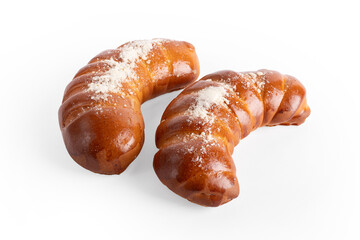Close up bagels , isolated on white background