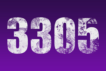 flat white grunge number of 3305 on purple background.	