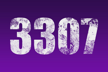flat white grunge number of 3307 on purple background.	