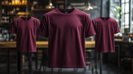 Naklejka premium Burgundy T-shirt Mockup. Generative AI