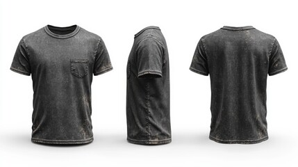 Vintage Wash Gray T-shirt Mockup. Generative AI