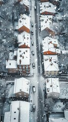 Fototapeta premium roofs winter city view from above.