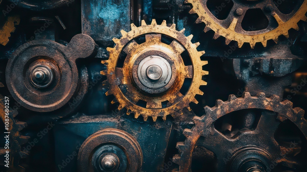 Aufkleber close-up of gears turning, symbolizing the smooth function of reengineered business processes