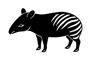 Line Silhouette Drawing of a Tapir Artistic Animal Illustration