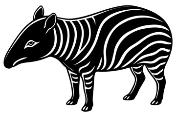 Line Silhouette Drawing of a Tapir Artistic Animal Illustration