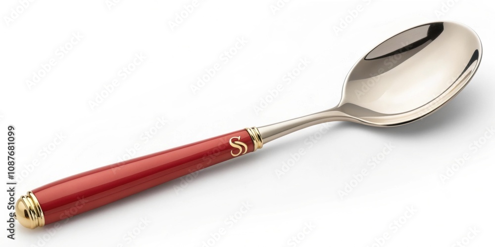 Poster serving s a stylish serving s with a red handle embellished with a small elegant gold s motif near t