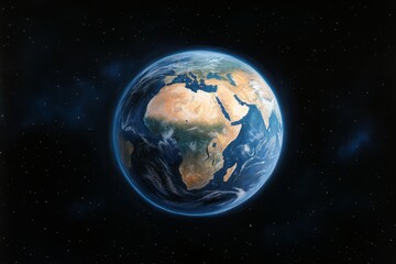 Obraz premium A watercolor depiction of Earth as seen from space, with glowing atmospheric edges and vibrant blues and greens