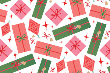 Flat christmas seamless pattern design 