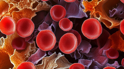 red cells flowing through a microscope