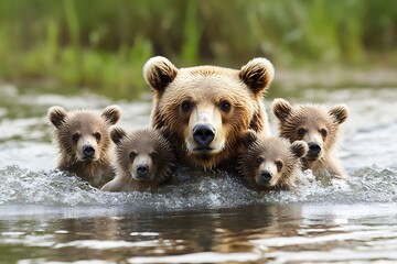 Grizzly bears are powerful mammals with a hump of muscle on their shoulders
