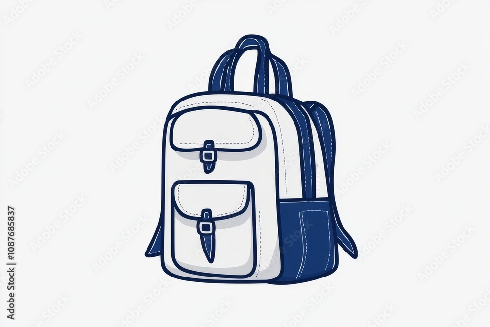Poster simple icon of a backpack with clean lines, representing exploration and travel