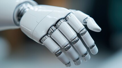 Robotic hand demonstration technology lab educational content modern environment close-up view innovation in robotics