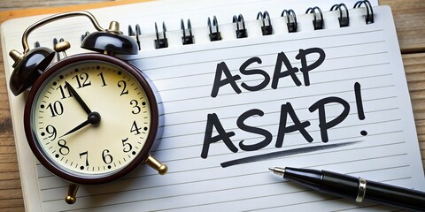 Alarm Clock and Notepad ASAP Concept, Time Management, urgency Time Management, Urgency