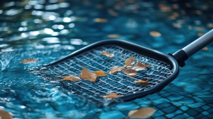 Autumn Pool Cleaning Leaves, Net, Water, Fall, Skimmer, Teal, Debris, Maintenance, Cleaning, Season