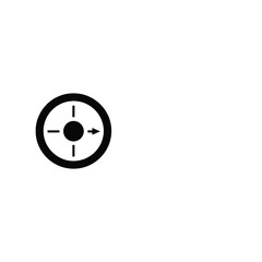 two circular icons, one in black and one in white. The black icon on the left is a circular target with an arrow in the center.