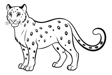 Elegant Line Silhouette Drawing of a Snow Leopard Minimalist Animal Art