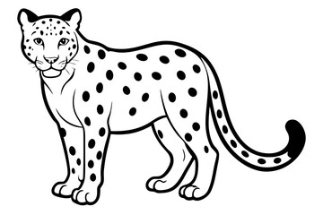 Elegant Line Silhouette Drawing of a Snow Leopard Minimalist Animal Art