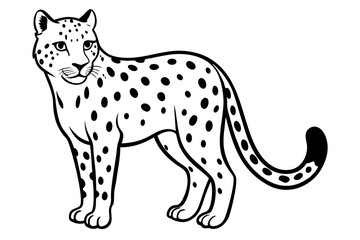 Elegant Line Silhouette Drawing of a Snow Leopard Minimalist Animal Art