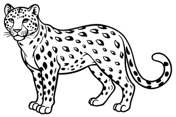 Elegant Line Silhouette Drawing of a Snow Leopard Minimalist Animal Art