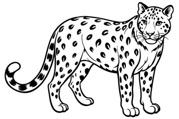 Elegant Line Silhouette Drawing of a Snow Leopard Minimalist Animal Art