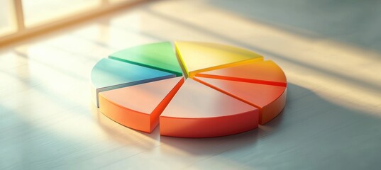 Fototapeta premium 3D Pie Chart Illustrating Global Renewable Energy Distribution for Modern Presentation Design