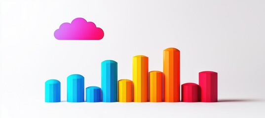 Fototapeta premium Market Share Analysis of Leading Global Cloud Service Providers 2024 with Vibrant Bar Chart Design